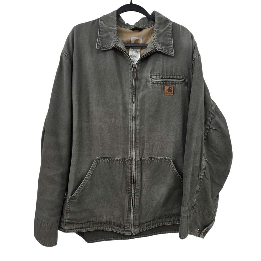 Carhartt The Hamilton Jacket In Dark Moss Full Zip Lined Size XL Work Wear